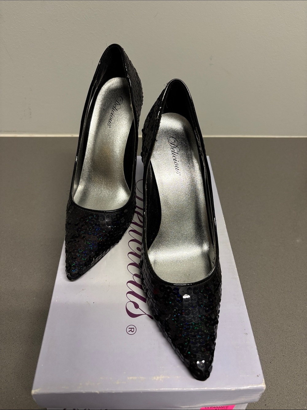 Delicious Black Sequin Pointed-Toe Heels